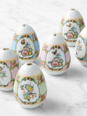 Williams Sonoma Famille Rose Decorative Egg Set - White, Pink, Blue, Gold